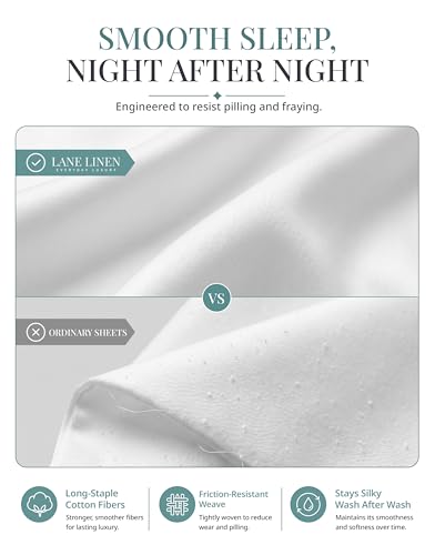 Full Bed Sheets Set - White 450TC Long-Staple Cotton Sateen, Deep Pocket