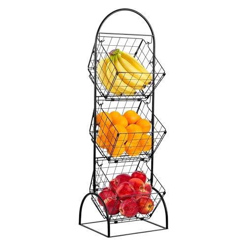 3-Tier Fruit Basket Stand for Kitchen Storage and Display