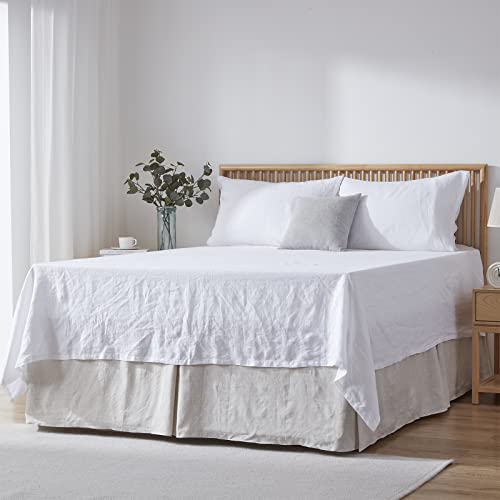 Flax-Basic Linen Bed Skirt 18 Inch King Tailored Dust Proof Fit - Simple&Opulence