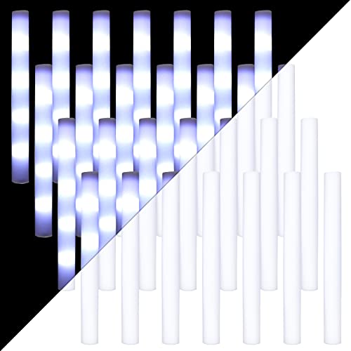 50 White Foam LED Glow Sticks Bulk with 3 Light Modes for Parties and Weddings - Variation of THIS listing