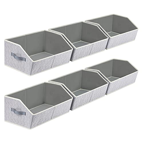 Homsorout Large Closet Organizer Bins 6 Pack - Trapezoid Fabric Storage Cubes with Handles