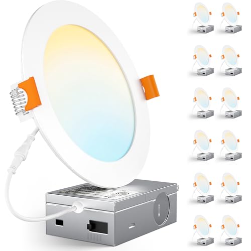 CHARKEE 12 Pack 6-Inch 5CCT LED Recessed Ceiling Lights - Easy Install, Dimmable, Low Profile