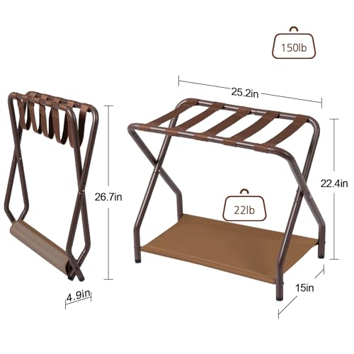 Bronz Foldable Luggage Rack Set of 2 - Suitcase Stand for Guest Room