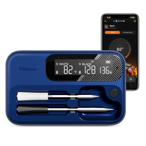 Wireless Meat Thermometer with Dual Probes, Bluetooth & WiFi App Control, Waterproof BBQ Grill Thermometer