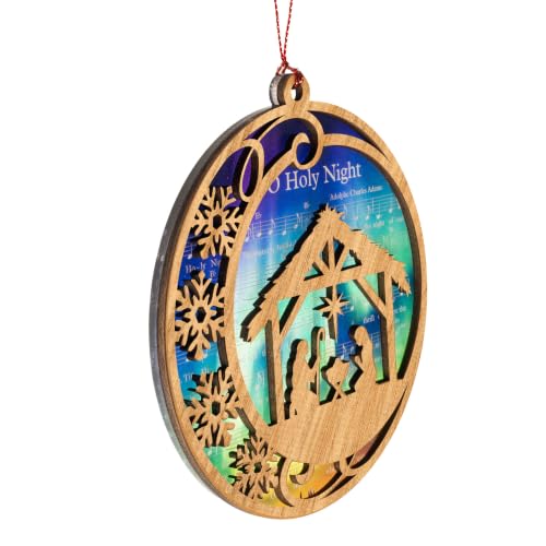 RUSATEN Christian Nativity Scene Ornament - Religious Christmas Decor, Handcrafted Wooden & Acrylic, 4.33 Inches, Gift-Ready