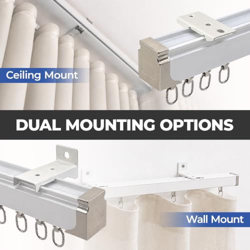 Jos & Haz 16.4ft Aluminum Ceiling & Wall Curtain Track - White, Heavy Duty