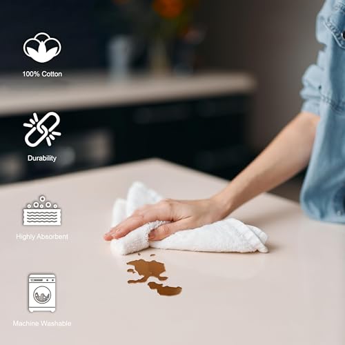 White Cotton Terry Cleaning Cloths Pack of 250 - 12x12 Inches, Multipurpose Towels