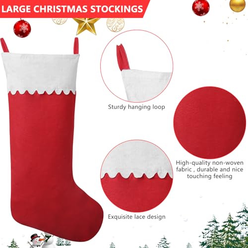 1 Pack Jumbo Felt Christmas Stockings, 38 Inches Large Red and White Felt Christmas Stockings for Xmas Tree Fireplace Hanging Decor and Holiday Party Family Home Decorations