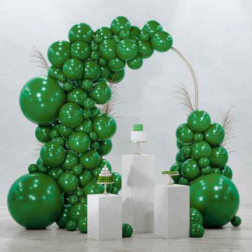 PartyWoo Dark Green Balloons 128 pcs Different Sizes of 18 12 10 5 Inch Hunter Emerald Forest Green Balloon Arch Kit Garland for Graduation Christmas Jungle Birthday Party Decorations Green-Y56