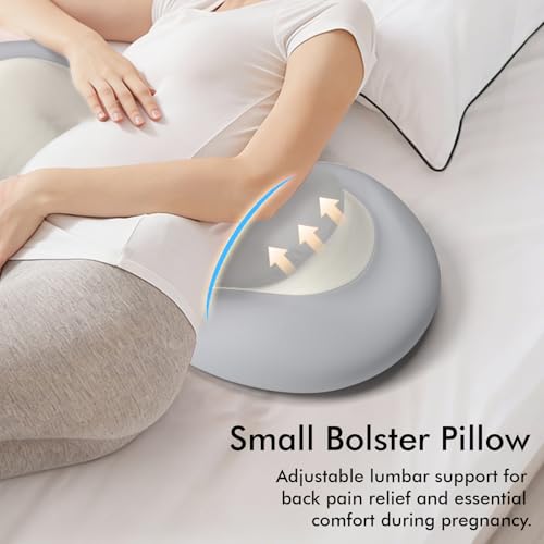 YGJT Grey Pregnancy Wedge Pillow for Sleeping, Memory Foam & Cooling Cover