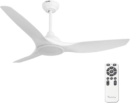 52-Inch Modern Ceiling Fan - Quiet DC Motor with Light & Remote Control | White Finish for Bedroom & Living Room