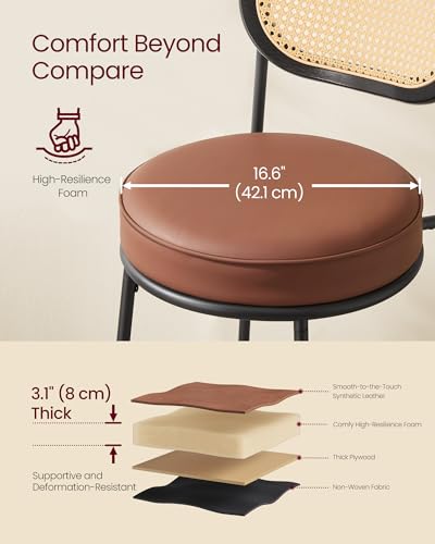 VASAGLE Counter Height Bar Stools Set of 2, PU Leather, 25.1-Inch