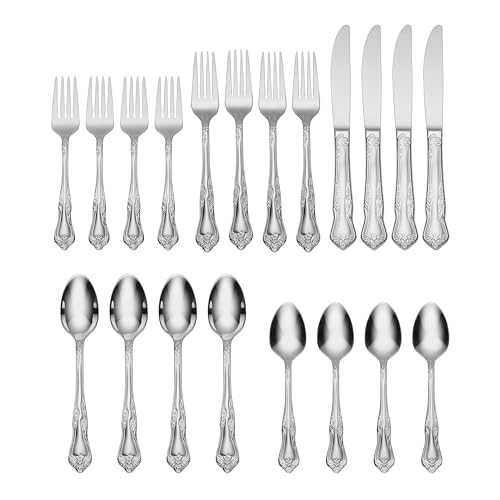 Oneida Azalea 20-Piece Flatware Set for 4 - Floral Fiddle Back Design