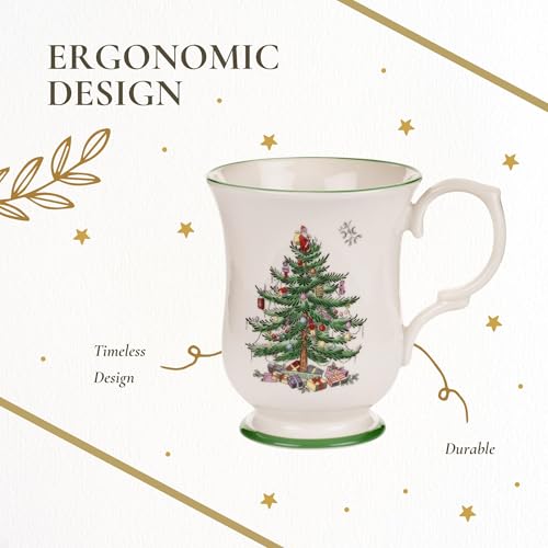 Spode Christmas Tree 12oz Footed Mug with Santa & Holiday Decor