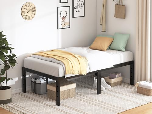 QEROMY Twin Bed Frame - 18 Inch Sturdy Platform Bed, Twin Size, No Box Spring Needed