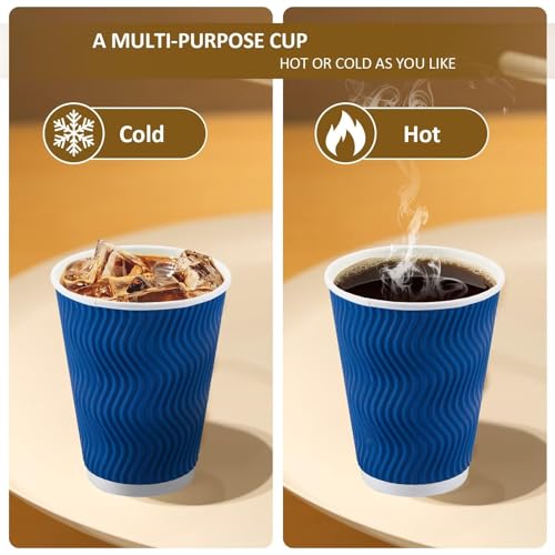 Clawsoff 100 Pack 12 oz Disposable Coffee Cups with Lids - Navy