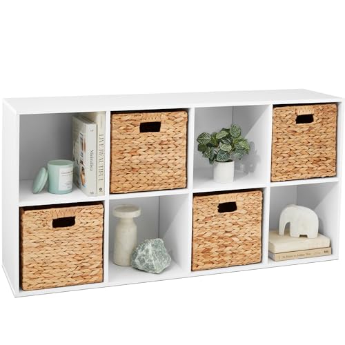 8-Cube Storage Organizer with 11-Inch Shelf Opening - White, Customizable Shelving with Removable Back Panels
