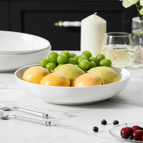 MALACASA Ivory White 10-Inch Pasta Bowls Set of 4, 56 OZ, Microwave & Dishwasher Safe