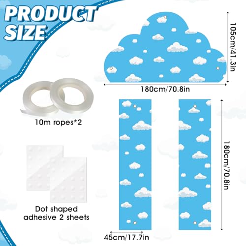 3-Piece Blue Sky White Clouds Door Banner Set for Party & Baby Shower Decor
