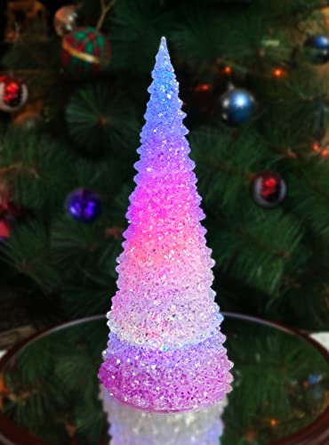 12.5-Inch Color Changing LED Acrylic Tree Decor - Battery Operated Holiday Tabletop Accent