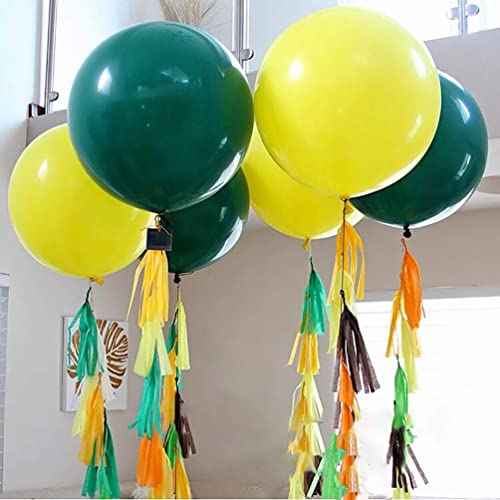 IN-JOOYAA 24 Inch Latex Round Balloons 5 Pack Yellow Thick Big Balloons for Party Decorations