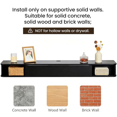 Mordchil HF Black Floating TV Stand for 55-65 inch Wall-Mounted Media Console