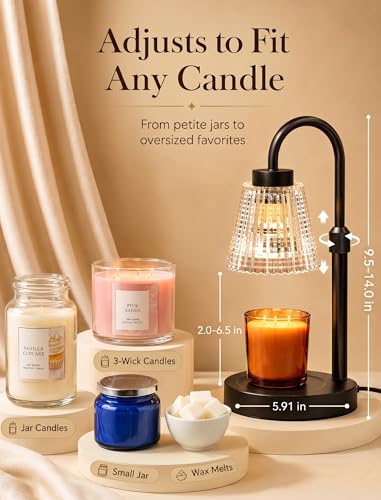 Girece Black Plate Candle Holder with Warmer, Timer & Dimmer - 5.9in