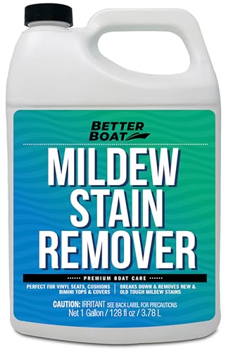 Mold and Mildew Stain Remover 1 Gallon - Removes Stains from Fabric, Vinyl, Tile & Grout - Marine Grade Formula - Variation of 128 Fl Oz Pack of 1