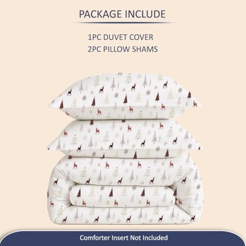 eBeddy Linens Luxury Ultra Silky Soft Egyptian Cotton Duvet Cover Set 120x98 Oversized King - 3 Pieces Christmas Print
