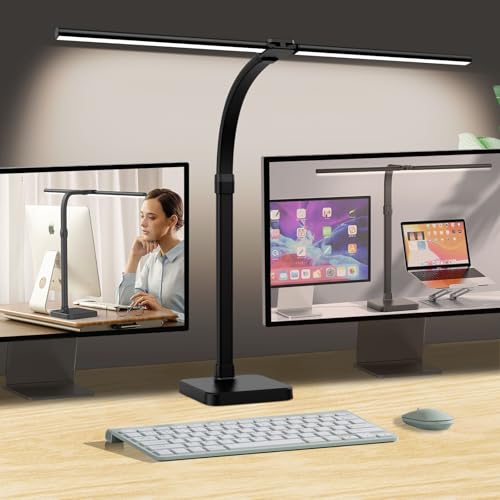 Black Double-Head LED Desk Lamp for Home Office & Study - 24W Architect Light with Adjustable Gooseneck