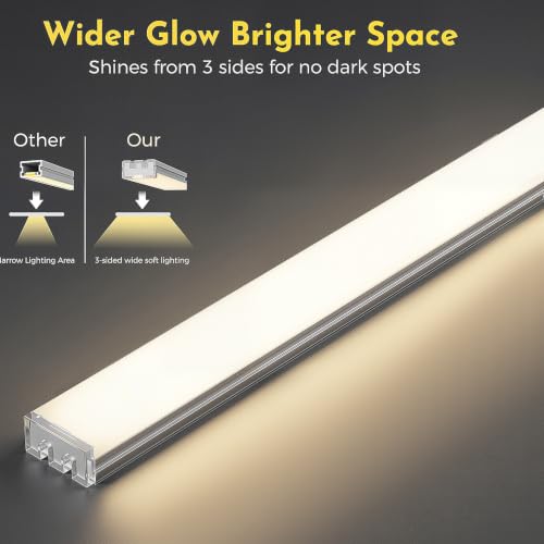 V4light Ultra Slim Linkable Under Cabinet LED Lighting Bar Kit Touch + Remote, Silver, 6-Pack