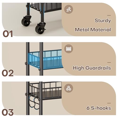 10-Inch Deep 6-Tier Slim Mobile Storage Cart with Wheels for Narrow Spaces