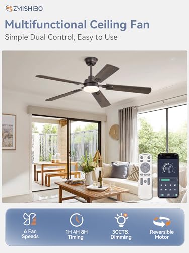 ZMISHIBO 52-Inch Oil Bronze Ceiling Fan with Light & Remote, Farmhouse Indoor