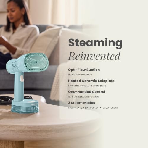 Rowenta AeroSteam Twist Handheld Clothes Steamer with Fabric Grip - Blue / Suction