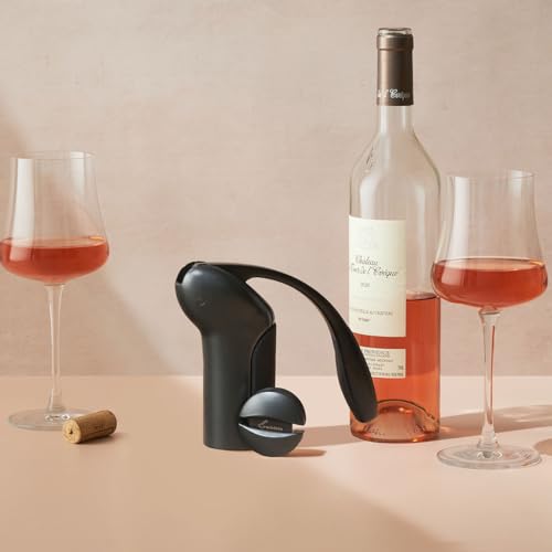 Rabbit Black Vertical Lever Corkscrew Wine Opener with Foil Cutter, 7.7x8.8 in