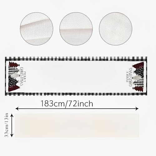 CHAIYA 13x72 Inch Christmas Table Runner Black & White Buffalo Check Holiday Decor