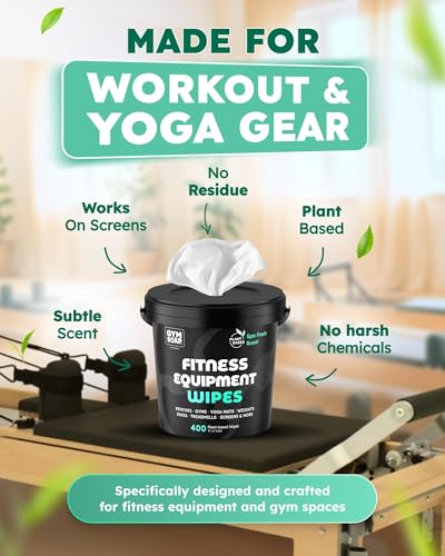 Vincentrix 500 Gym & Yoga Mat Wipes Set with Bucket & Travel Pack - Plant-Based, Fresh Scent