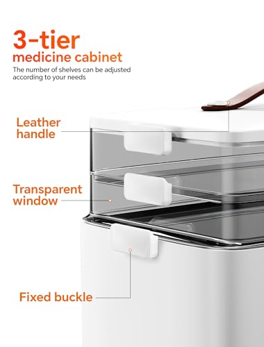 Large 3-Tier Medicine Cabinet Organizer Box for Medication Storage
