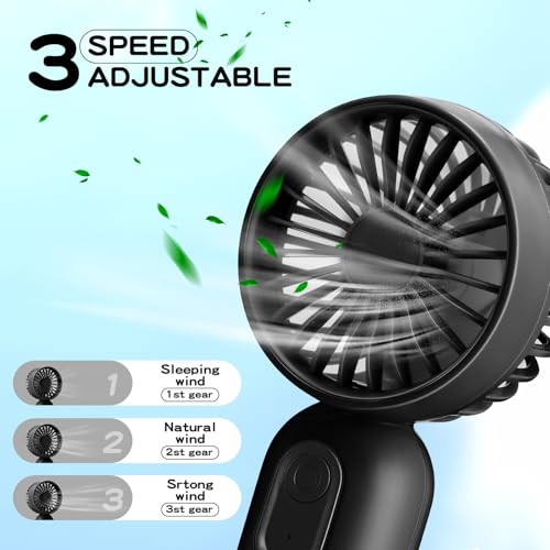 Mini Portable Fan 3 Speed Rechargeable Black - 72 Pcs Set