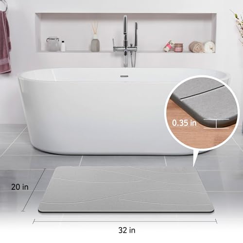 Stone Bath Mat 2-Pack - Non-Slip, Quick Dry Diatomaceous Earth Bathroom Rug