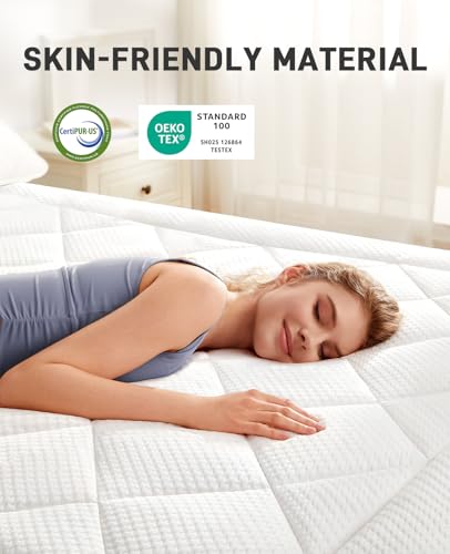 PERLECARE Full Size Mattress Topper 4 Inch Dual Layer Cooling Gel Memory Foam with Pillow Cover
