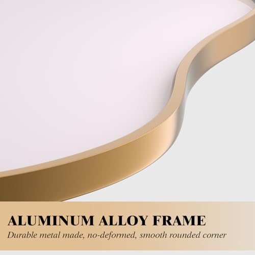 Gold Irregular Wall Mirror for Bathroom 36 Inch x 20 Inch - Modern Decorative Design