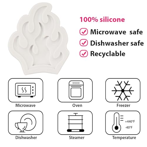 Flame Fondant Molds Fire Cake Decorating Silicone Molds For Sugarcraft Cake Decoration Cupcake Topper Chocolate Candy Polymer Clay Gum Paste Set of 2