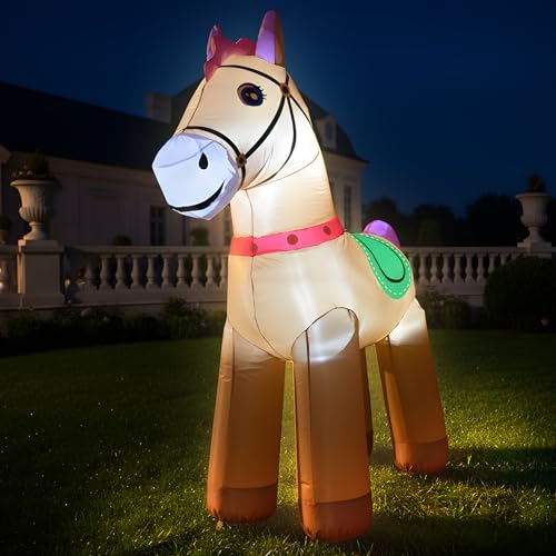 TRMESIA 6FT Christmas Spring Farm Ranch Horse Inflatable – Cute Animal Yard Decor