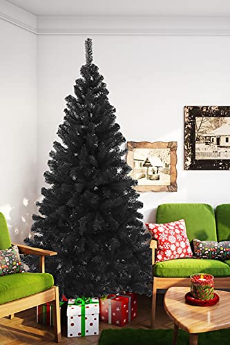 6ft Black Canadian Pine Christmas Tree with 817 Tips & Metal Stand | Holiday Decor