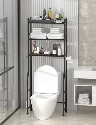 Livilord Black 3-Tier Over Toilet Storage Rack, 64" H, Anti-Tip