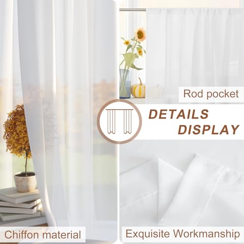 Tersuger 52"W x 96"L Christmas Tree Forest Semi Sheer Curtains - Pack of 2