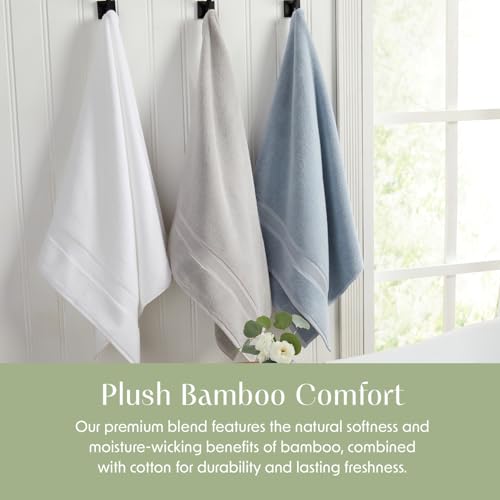 Springtree Home Luxury Bamboo Rayon Bath Towel Set - Bright White 6-Piece