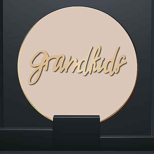 CREATCABIN Grandkids Laser Cut Wood Letter Sign Wall Decor Cutouts Unfinished Wooden Signs Wall Art Basswood Hanging Sculpture Decoration for Painting Crafts DIY Home Bedroom Decor Gift 11.8x4.7Inch