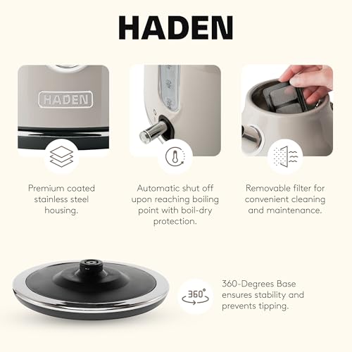 Haden Dorset 1.7L Putty & Chrome Stainless Steel Electric Kettle